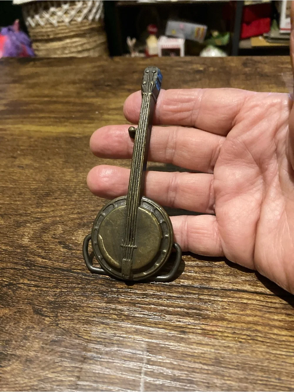 Brass banjo belt buckle